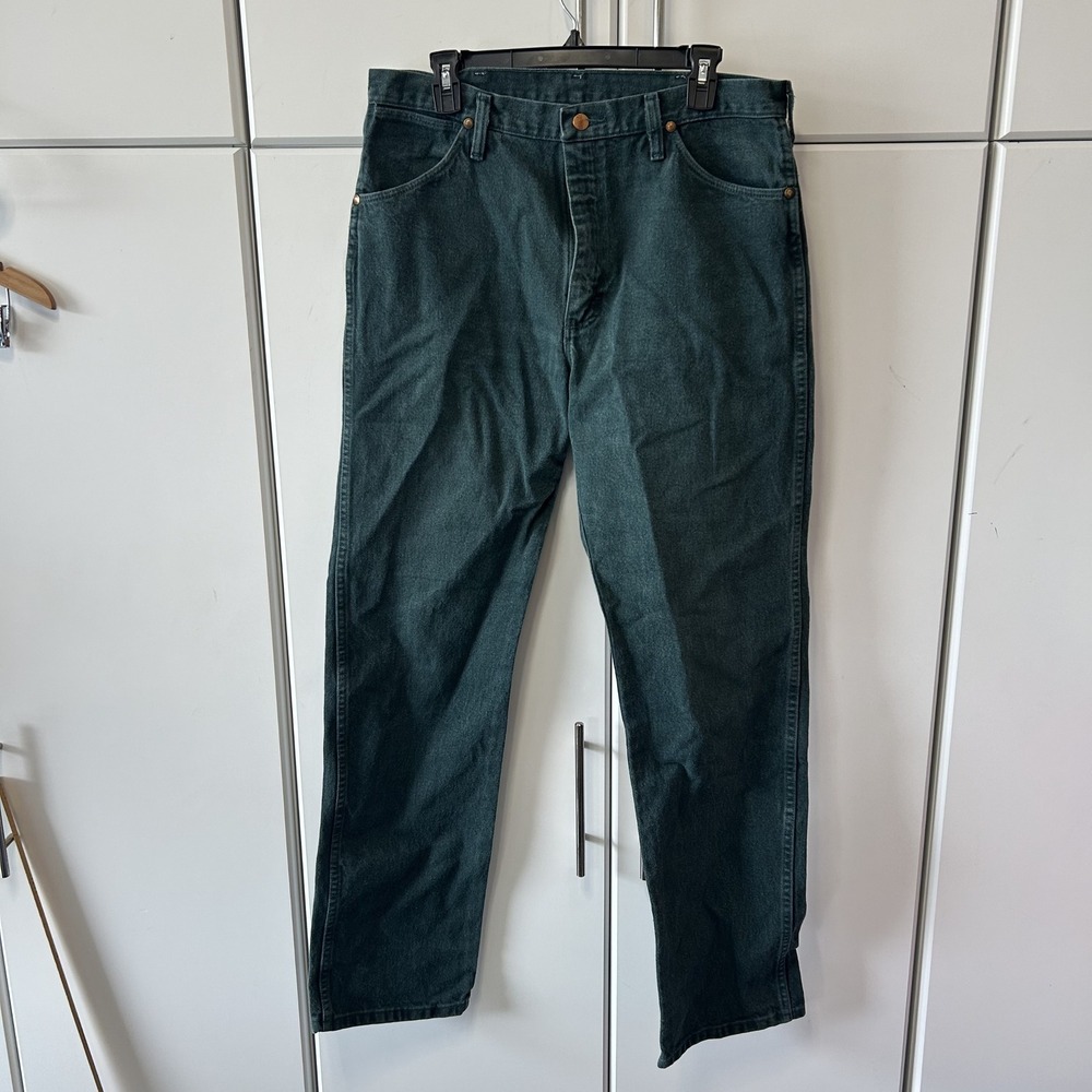 Wrangler Cowboy Cut 13MWZKM Forest Green Jeans Mens 34x34 Made in USA Vintage